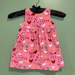 Mini Boden Cord Pinnie Dress in Formica Pink Hens
